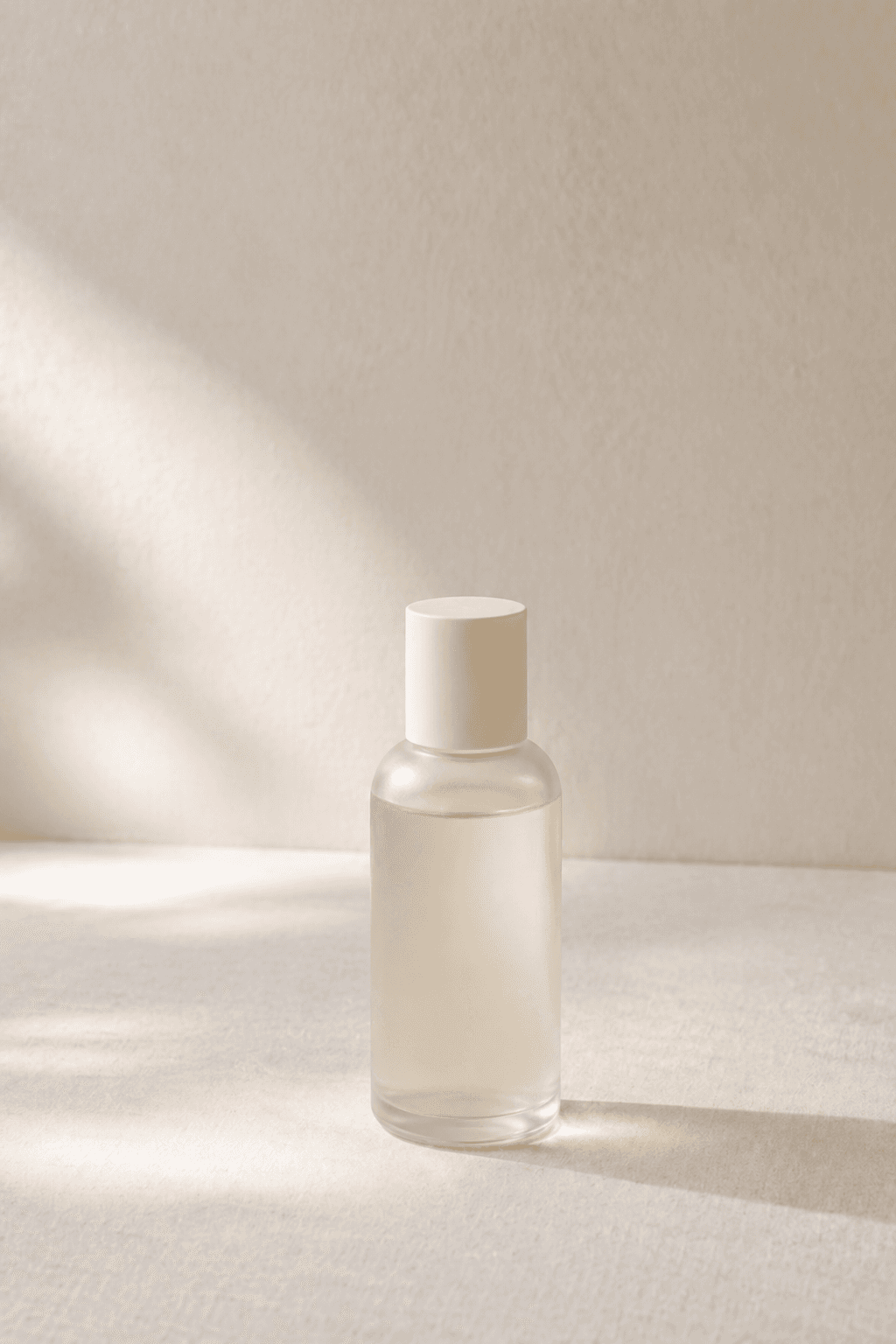 A restrained privacy-page still with one visible skincare object, soft daylight, and generous negative space for a calm public trust surface.